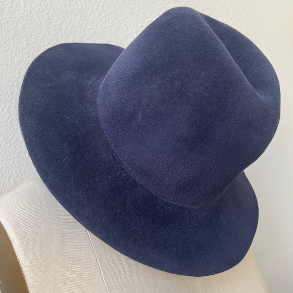 Shop Bop Hat Attack Navy Brushed Fur Felt Fedora Hat - Picture 2 of 3